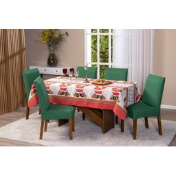 Toalha de Mesa Natal 6 Lugares 2,20 X 1,40 Decoração Festas de Fim de Ano Oxford:papai Noel - 2