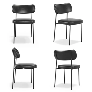 Kit 4 Cadeiras para Sala de Jantar e Cozinha Melissa em Aço Carbono Couro Pu Preto
