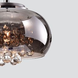 Luminaria Pendente Cromado Cristal Legitimo com Lâmpada Led - 9