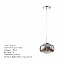 Ver mais imagens de Luminaria Pendente Cromado Cristal Legitimo com Lâmpada Led