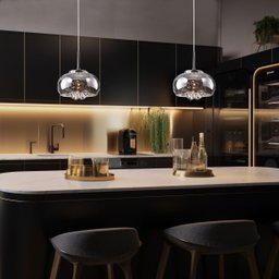Luminaria Pendente Cromado Cristal Legitimo com Lâmpada Led - 7