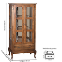 Ver imagem 4 de Cristaleira de Madeira 2 Portas 1 Gaveta, Vidros na Lateral Pés Luiz Xv - Imbuia Glazer