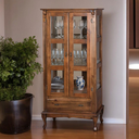 Ver imagem 1 de Cristaleira de Madeira 2 Portas 1 Gaveta, Vidros na Lateral Pés Luiz Xv - Imbuia Glazer