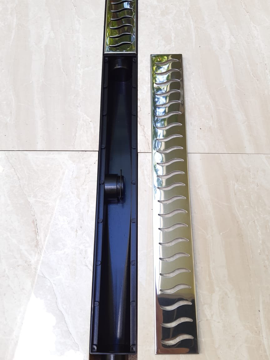 Ralo Linear 6x50 modelo Grelha Inox Polida Coletor Preto- Ficone Reis - 5