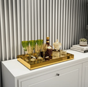 Ver imagem 1 de Bandeja Grande Espelhada Dourada Luxo Decoração