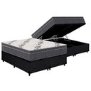 Ver imagem 1 de Cama Box Baú Queen: Colchão Anatômico Ortobom D33 / EP Airtech 100 + Base CRC Courano Black(