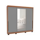 Ver imagem 2 de Guarda-roupa Casal Madrid 3 Portas 4 Gavetas com Espelho Cinza/freijó - Politorno