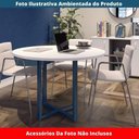 Ver imagem 2 de Mesa de Reunião Redonda P25 Pandin 110 Cm (largura) Tampo Mdp Branco Pé Aço Tubular Azul Del Rey