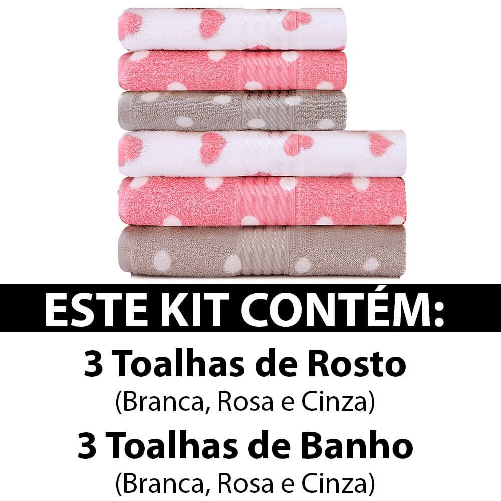 Kit 6 Peças Toalha Banho + Rosto Infantil Estampada 100 Algodão Felpuda Prisma Dohler Emcompre - 2