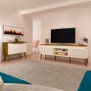 Ver imagem 1 de Conjunto Sala de Estar Buffet Oásis e Rack Lumina Bege Off White/Cinamomo