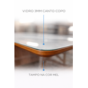 Ver imagem 4 de Conjunto Sala de Jantar Mesa Itália 180x90cm Tampo Retângular Vidro/MDF Mel e Off White com 6 Cadeir
