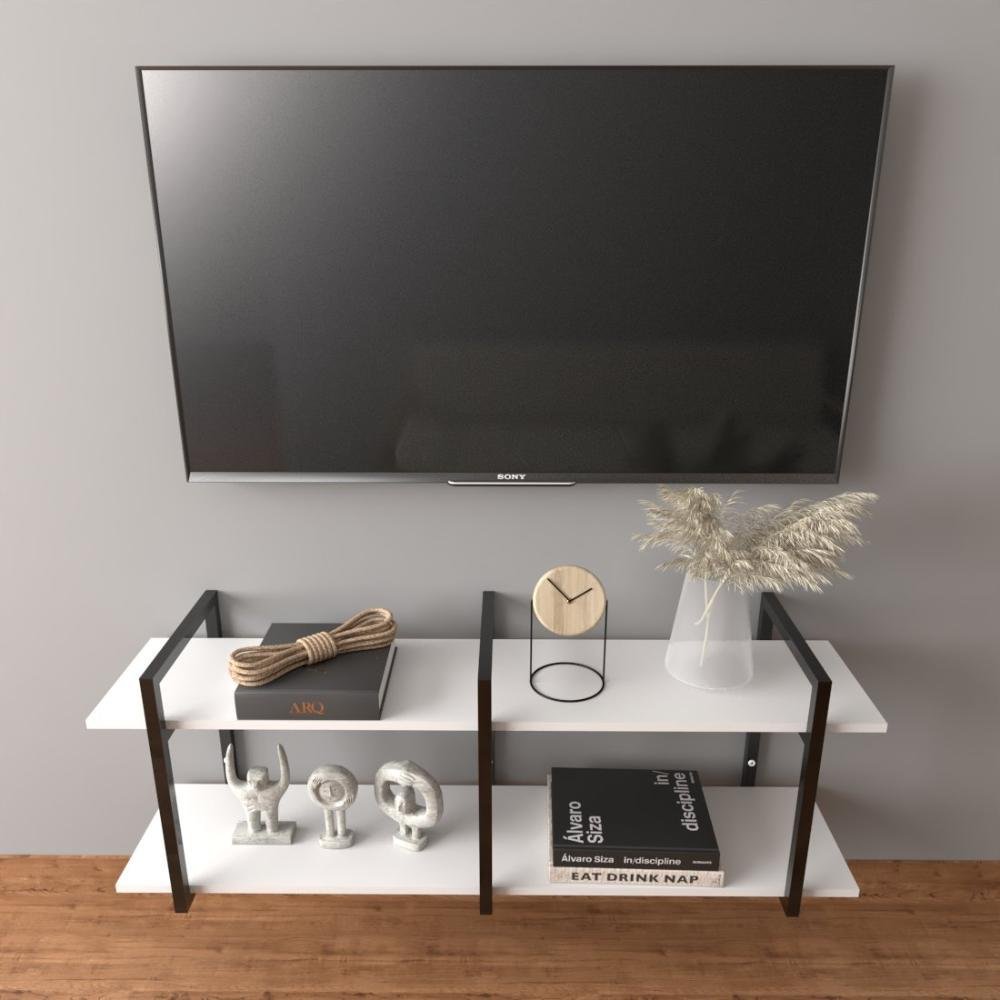 Rack Industrial Estante Tv Sala Suspeso Retro Moderno Simples Pequeno 55 Branco Off White