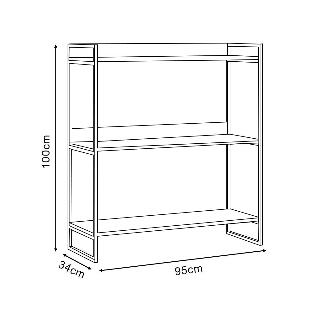 Prateleira Multiuso Industrial Córdoba 95cm Branco e Castanho - 3