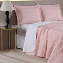 Ver imagem 2 de Cobre Leito Dalu Casal Hipercal 200 Fios Bordado 3 Peças 100% Poliéster - Rose com Branco