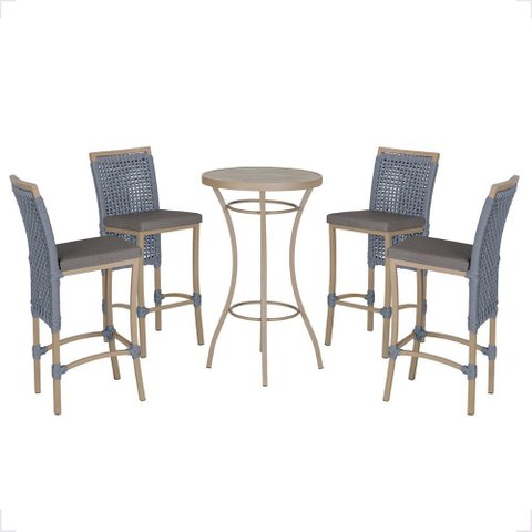 Mesa Bistro e 4 Banquetas Roma Fendi Corda Náutica 11 Trama Original