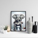 Ver imagem 2 de Quadro Divertido Banheiro - Elefante 33x24cm - com Vidro:moldura Preta