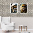 Ver imagem 2 de Kit 2 Quadros Aviação - Gato Aviador 24x18cm - com Vidro:madeira Branca