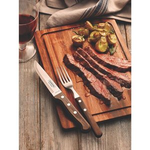 Jogo de Talheres Tramontina Churrasco com Laminas em Aço Inox e Cabos de Madeira Castanho 12 Peças