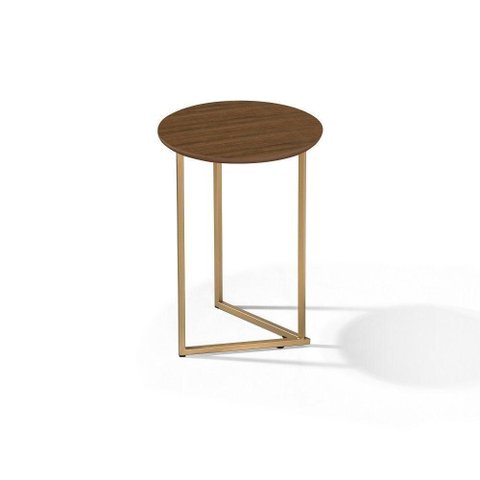 Mesa de Canto Decorativa Redonda Luxo Jade Lançamento Dourado/malbec
