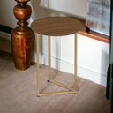 Ver imagem 3 de Mesa de Canto Decorativa Redonda Luxo Jade Lançamento Dourado/malbec