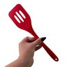 Espátula Vazada Em Silicone Culinária Utensílio De Cozinha Refogar Virar Alimentos Vermelha - 8