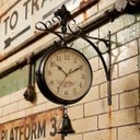Ver imagem 4 de Relógio Parede Dupla Face Floral Estação Trem com Sino Preto