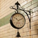 Ver imagem 2 de Relógio Parede Dupla Face Floral Estação Trem com Sino Preto