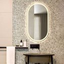 Ver imagem 3 de Espelho jateado Oval Iluminado com led quente - 50x120cm Woodglass oval jateado