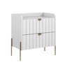 Mesa de Cabeceira Branca Moderna Moriah 60cm Alto Padrão:dourado/branco - 1