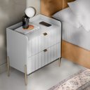 Ver imagem 3 de Mesa de Cabeceira Branca Moderna Moriah 60cm Alto Padrão:dourado/branco