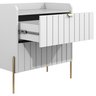 Mesa de Cabeceira Branca Moderna Moriah 60cm Alto Padrão:dourado/branco - 7