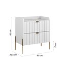 Ver mais imagens de Mesa de Cabeceira Branca Moderna Moriah 60cm Alto Padrão:dourado/branco