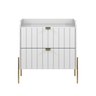 Mesa de Cabeceira Branca Moderna Moriah 60cm Alto Padrão:dourado/branco - 6