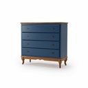 Ver imagem 1 de Cômoda 4 Gavetas Grandes Quarto Bebê Clássica Pés Luis Xv Azul Petróleo - Imbuia