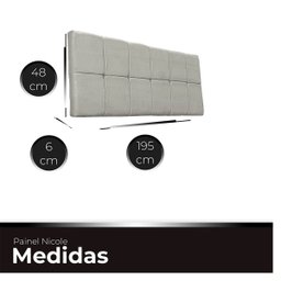 Cabeceira Painel Casal King de Cama Box Estofada Nicole 195 Cm Veludo - 5