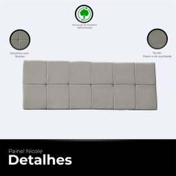 Cabeceira Painel Casal King de Cama Box Estofada Nicole 195 Cm Veludo - 3