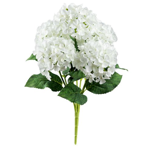 Buquê de Flores Artificiais Hortênsia Branca com Proteção Uv 40cm | Formosinha