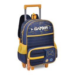 Mochila Rodinhas Video Game com Estojo Duplo Infantil Gamer - 2