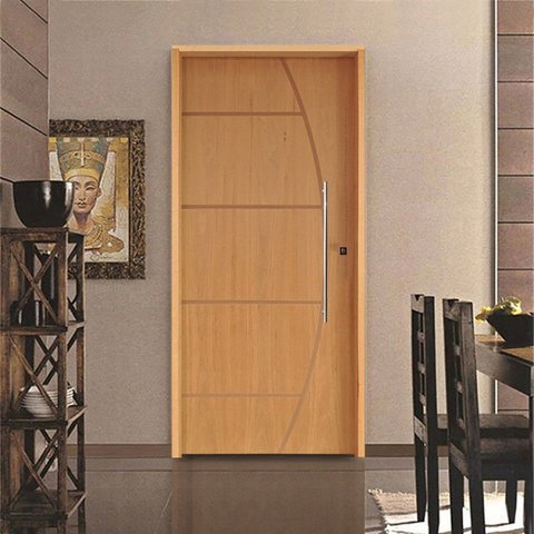 Kit Porta de Madeira 210x92cm Batente 14cm Fechadura Rolete Belissima 6 Rodam Abertura Esquerda Marr