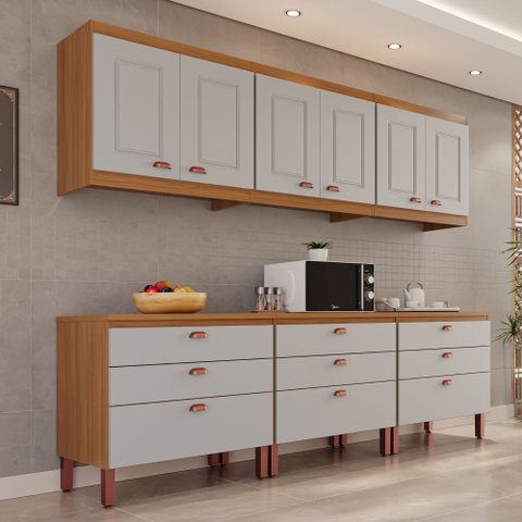 Cozinha Luna Modulada Composta por 06 Módulos 100% MDF com Armário Aéreo e Balcões