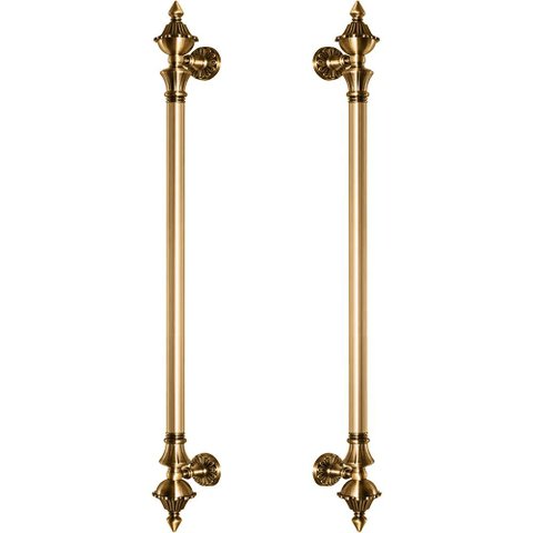 Puxador Duplo Classic 1000mm Ouro Velho Porta Pivotante Correr Passagem Madeira Vidro Colonial Cláss