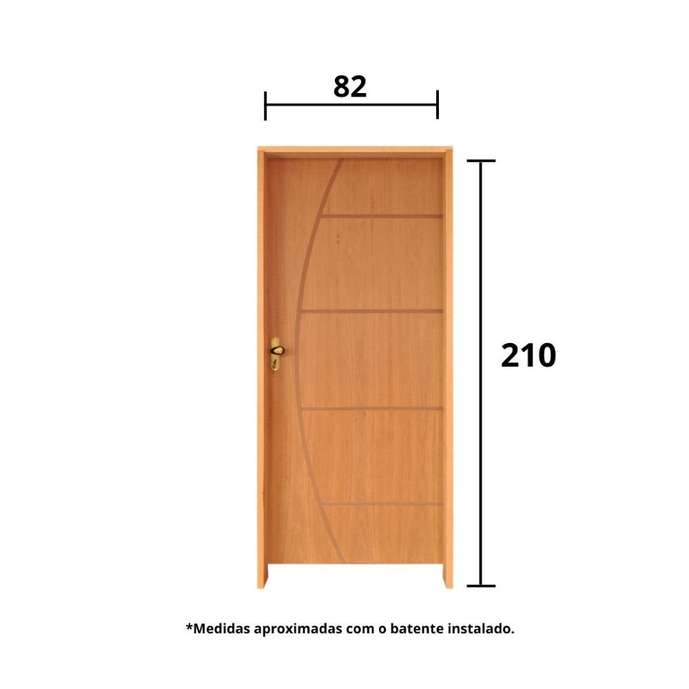 Porta Belíssima 6 Imbuia Batente Ecológico 11cm Fechadura Taco de Golfe 210x82cm Lado Direito Rodam - 3