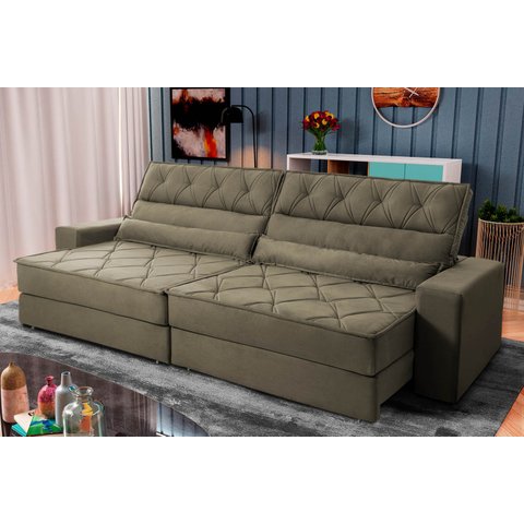 Sofá Retrátil Reclinável 300cm Albany Suede Velut com Molas Ensacadas - King House