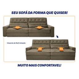 Sofá Retrátil Reclinável 300cm Albany Suede Velut com Molas Ensacadas - King House - 6