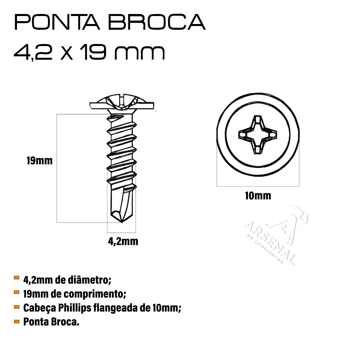 Parafuso Drywall Flangeado Ponta de Broca 4.2x19 1000 Peças - 2