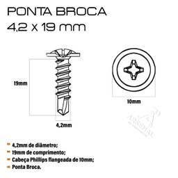 Parafuso Drywall Flangeado Ponta de Broca 4.2x19 1000 Peças - 2