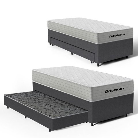 Cama Box com Colchão de Molas Ensacadas Ortobom One Face Plenno Superpocket + Auxiliar de Molas