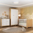 Ver imagem 2 de Quarto de Bebê Completo Berço Americano 3 em 1 Colchão Allegra Multimóveis Mp4606 Madeirado/