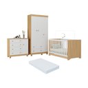 Ver imagem 1 de Quarto de Bebê Completo Berço Americano 3 em 1 Colchão Allegra Multimóveis Mp4606 Madeirado/
