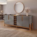 Ver imagem 7 de Conjunto Buffet + Cristaleira Lizz Cinza Pérola 190cm Casa D Móveis